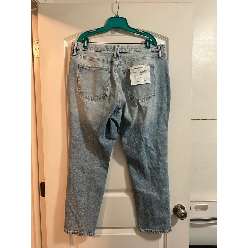 Good American Good Classic High Rise Straight Leg Jeans Blue636 Size‎ 16 NWT